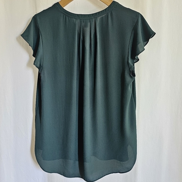 J Crew Green Short Cap Sleeve Chiffon Blouse - Picture 7 of 10